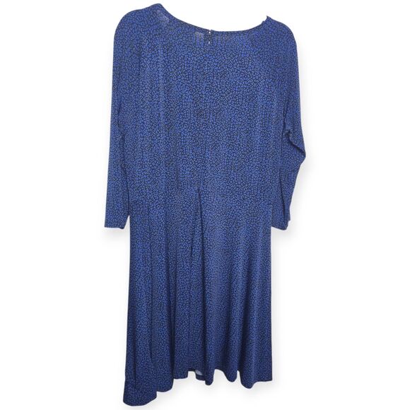 NWT MICHAEL Michael Kors Size 1X Blue Black Animal Print Slinky Dress Midi - Picture 2 of 3